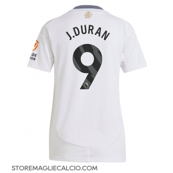 Aston Villa Jhon Duran #9 Maglia Gara Trasferta Repliche 2024-25 Donna Maniche Corte